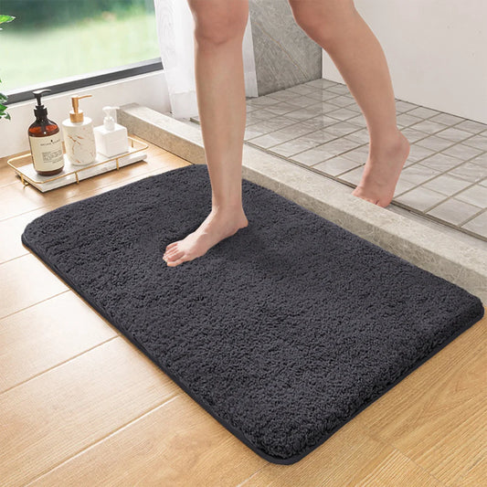 Tapis de salle de bain à poils longs, absorbant et antidérapant